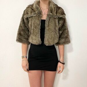 Faux Fur Jacket in Brown